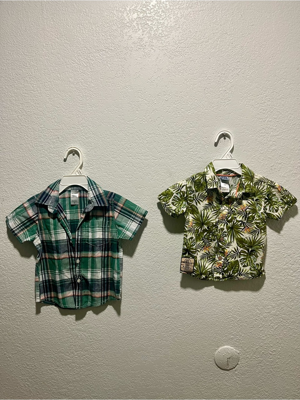 Carter’s & Little Lad Green Plaid & Hawaiian Print Short-Sleeve Shirts